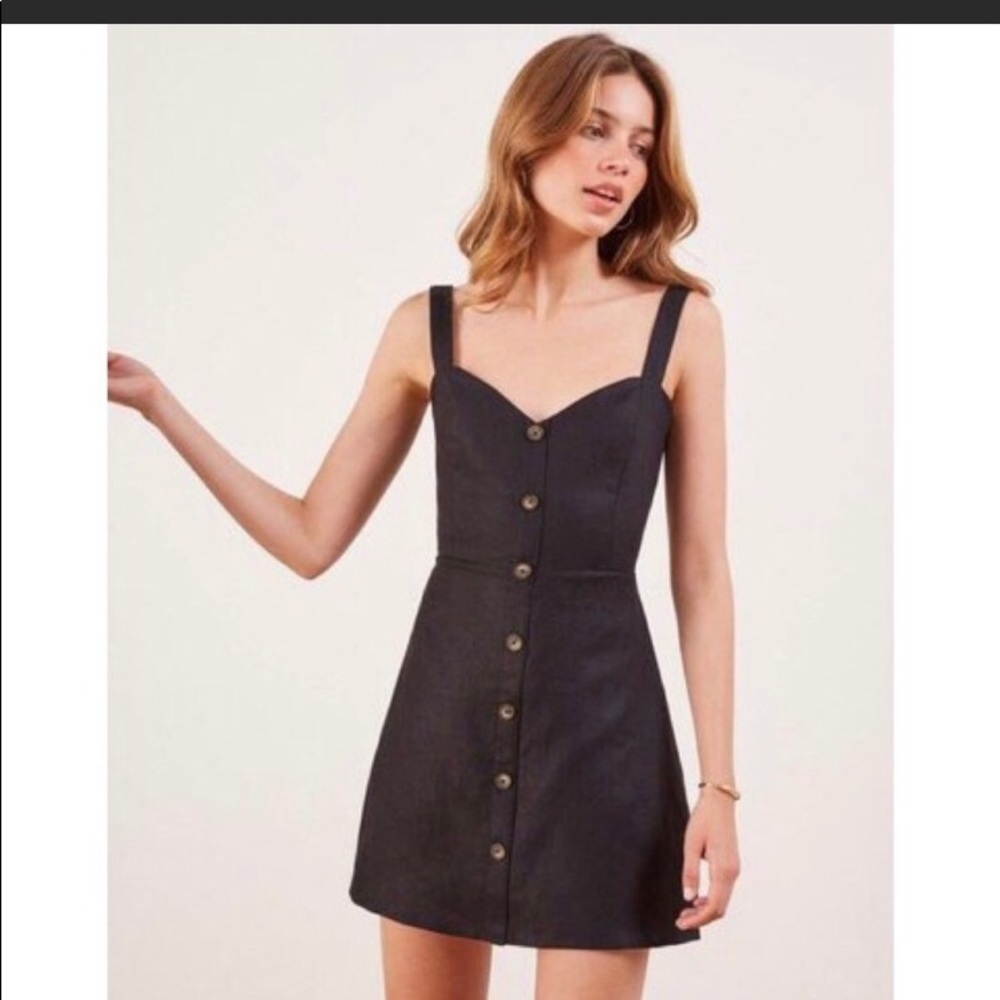 Reformation Mini Black Linen Dress